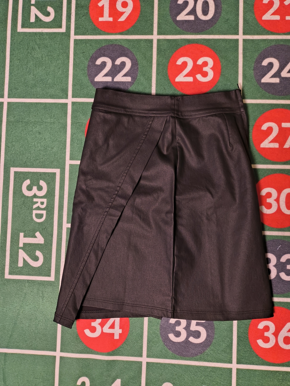 Windsor Black Faux Leather Asymmetric Wrap Mini Skirt S High Rise Y2K